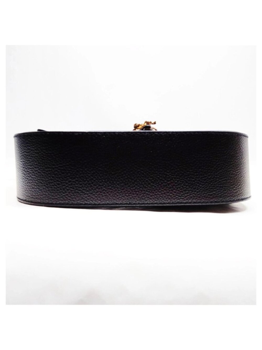 Authentic Versace Virtus Leather Shoulder Bag Black Gold V Logo Crossbody - Picture 6 of 16